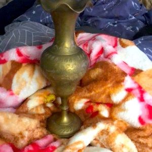 Vintage 10” BOHO Style Brass Vase